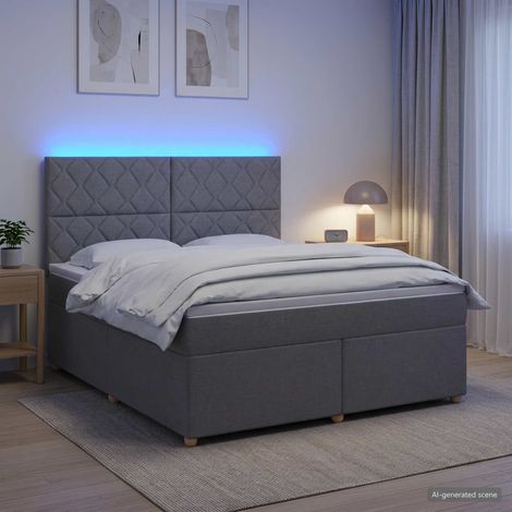 Lit boxspring avec matelas Gris clair 140 x 200 cm Tissu (1/5)
