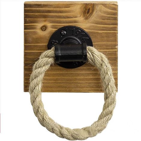 Porte-serviettes Anneau en corde de chanvre Porte-serviettes Anneau porte-serviettes Vintage Style industriel Porte-serviettes mural Porte-serviettes mural pour salle de bain Cuisine 14 (1/5)