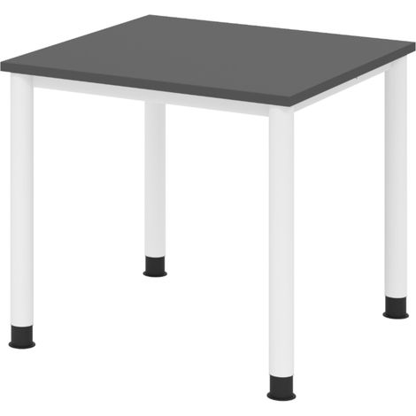 bümö Schreibtisch Serie-H Quadrat: 80 x 80 cm Graphit Weiß (1/5)
