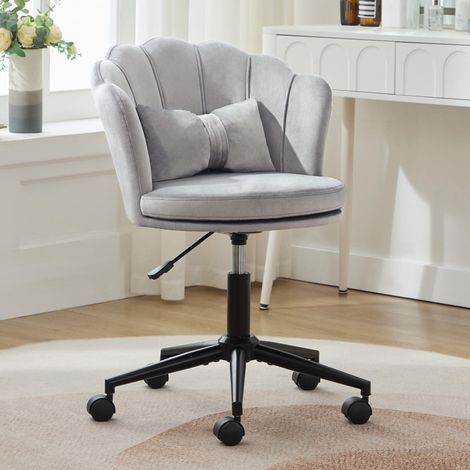 Design moderne : chaise de coiffeuse, chaise de bureau, dossier en forme de pétale, coussin lombaire en forme de papillon, hauteur réglable, assise moelleuse. Convient pour le salon, la chambre, le bu