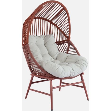 Sillón huevo de jardín de acero y resina trenzada