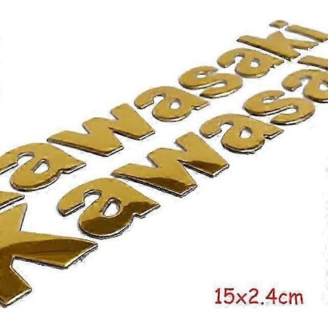 Emblème 3D autocollant réfléchissant pour moto Kawasaki Z1000 (Z 1000), coloris or, 15 x 2,4 cm.