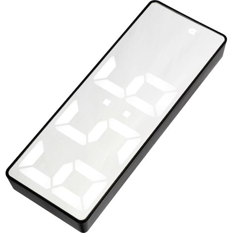 Réveil miroir LED électronique numérique rechargeable USB, miroir rectangulaire noir avec lampe blanche (1/5)