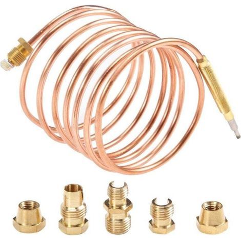 Kit termocoppia universale 1500mm per cucina a gas M6X0,75 con dado di troppo pieno di ricambio (1/4)