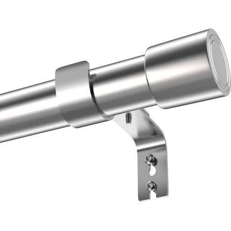 Barre rideau tringle à rideaux barre de rideau argenté ø25mm télescopique 1 pièce installation permanente à percer pour studio, Argent, 84-185 cm (1/5)