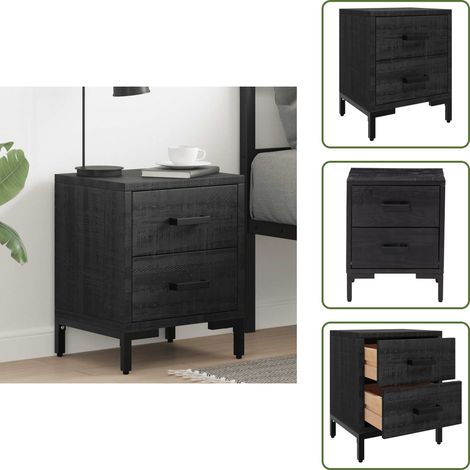 Comodino in legno massello - vidaXL Comodino Nero 36x30x45 cm in Legno Massello di Pino - Comodino con cassetti