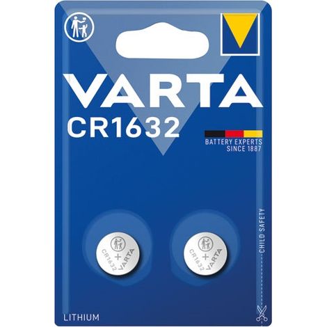 Varta – Pack de 2 piles bouton lithium CR1632 – 3V – Ø 16 mm × 3.2 mm – Pour petits appareils électroniques