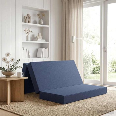 Canapé-lit pliable convertible en tissu bleu 120 x 67 x 45 cm - PANGIVO (1/5)