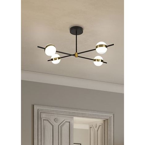 Plafonnier design, Lampe de plafond design Cuba par Mantra Noir en Metal, MANTRA (1/5)