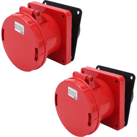 Prises droites industrielles 125A, 2 pièces, 3 phases, étanche IP67, montage encastré, 380415V(3P + N + E 5 broches) (1/5)