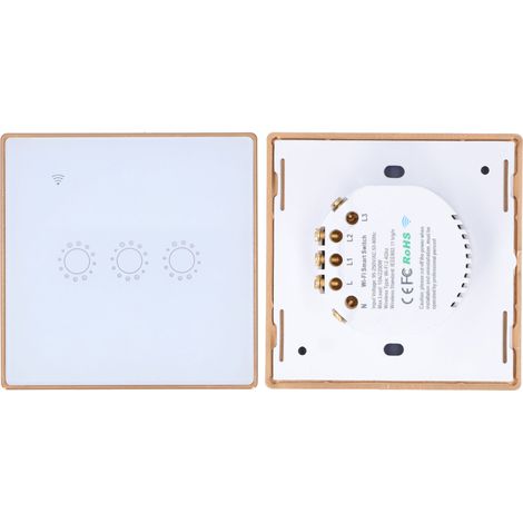 Interrupteur intelligent tactile sans fil avec télécommande WiFi, distribution d'alimentation 2200 W, prise britannique 95-240 V CA (1/5)