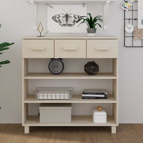 Mesa consola HAMAR madera maciza pino marrón miel 90x35x90 cm vidaXL (1/5)