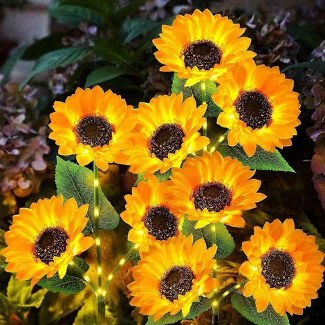 Solar-Gartenleuchten für den Außenbereich, verbessertes 3-teiliges Set mit 9 Sonnenblumen und Lichtstäben, wasserdicht nach IP65 (1/5)