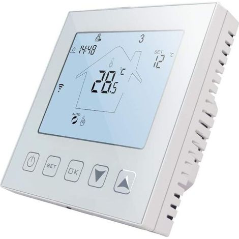 WiFi Connected Thermostat Electric Underfloor Heating 16A Alexa Google Assistant Compatible with Sensor, Programmable Room Thermostat Electric Underfloor Heating 220V (1/5)