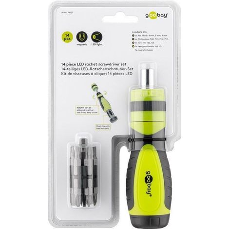 Tournevis avec 12 accessoires et lampe de poche 74007
