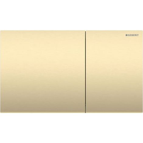 Plaque de commande WC Geberit Sigma70 – Laiton brossé – Revêtement easy-to-clean – Dimensions 250 x 146 x 23 mm – Tiges insonorisées