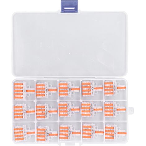 15 pièces connecteurs à levier pour fils électriques, bornes de raccordement transparentes, kit DF‑14 (1/5)