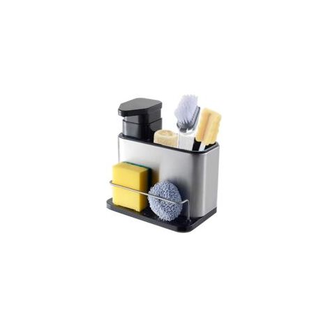 Rangement Evier Cuisine, Distributeur de Liquide Vaisselle avec Porte-Éponge et Porte-Brosse, Porte Éponge Evier Cuisine en Acier Inoxydable, Multifonctionnel Support Brosse Organisateur d'Évier (1/5)