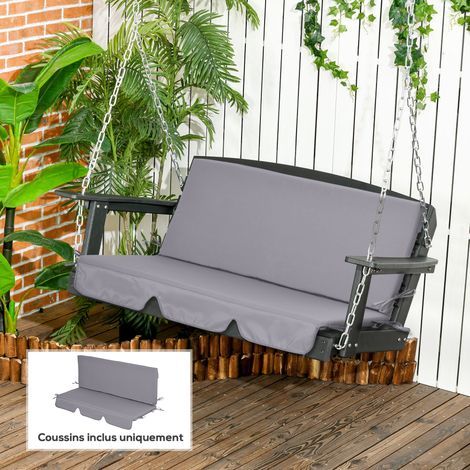 Cuscini per altalena da giardino, cuscini per altalena a 3 posti, 2 pezzi, 130 x 45 x 5 cm, grigio scuro