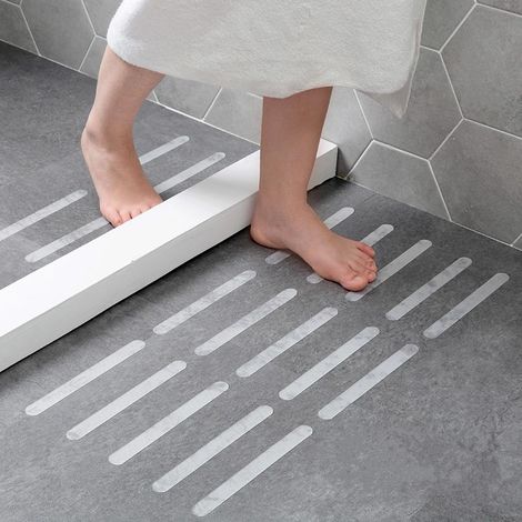 SHOWER SLIDE : Lot de 5 Bandes Antidérapantes Transparentes pour Douche et Baignoire (1/5)