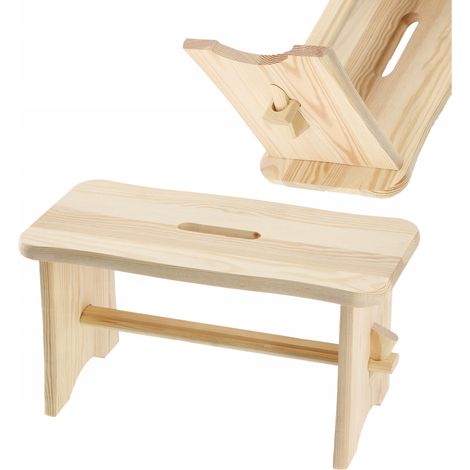 KADAX Taburete infantil de madera, silla pequeña para añadir un toque de encanto rústico a la decoración de tu hogar (Rectangular) (1/5)