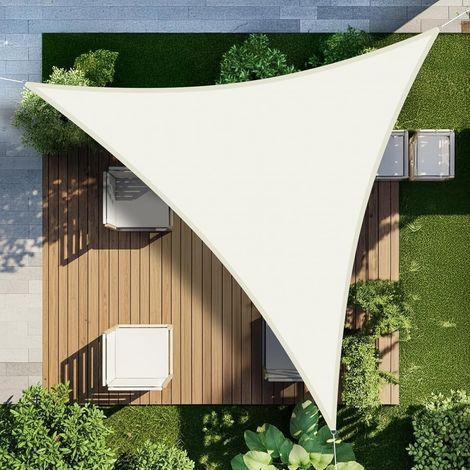 Voile d'ombrage Triangulaire Imperméable 4x4x4m Toile Ombrage avec 95% UV Protection pour Patio Extérieur Jardin Terrasse, beige