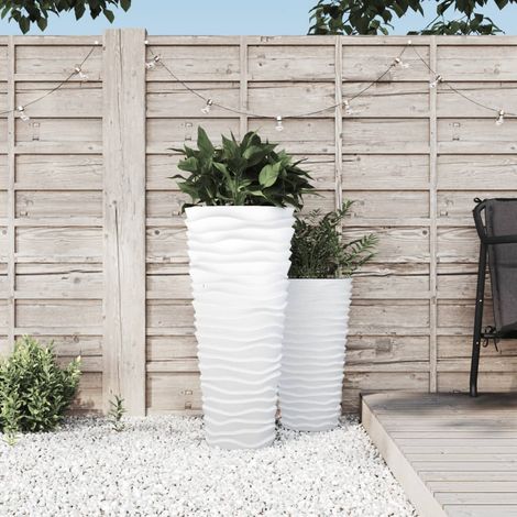 Jardinière et intérieur amovible blanc 18/45L PP aspect rainuré (1/5)