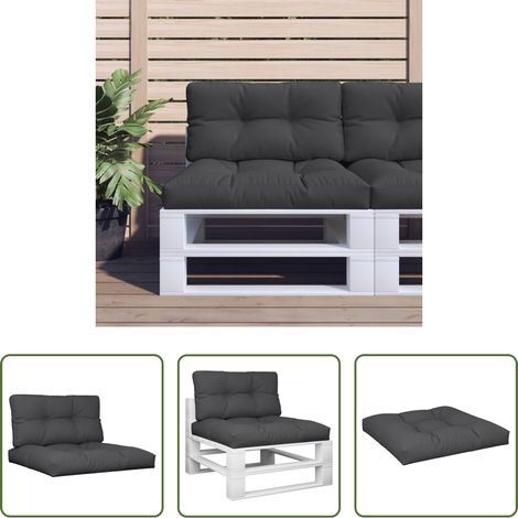 vidaXL Coussin de canapé - Coussins de palette lot de 2 noir tissu (1/5)