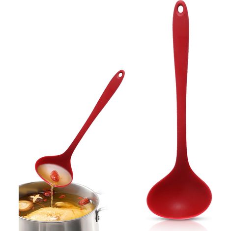 Louche à Soupe En Silicone, Louche De Cuisson En Silicone De 11,2 Pouces, Louche à Soupe Résistante à La Chaleur, Cuillère De Service De Soupe, Cuillère Antiadhésive Louche à Sauce Pour La Cuisine (1/5)