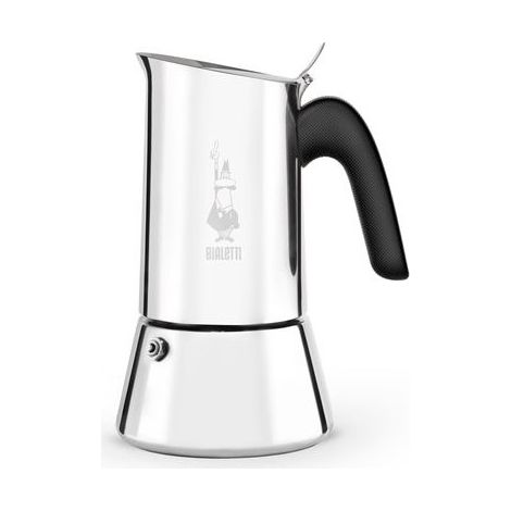Cafetière italienne 10 tasses en inox – Design élégant Argent et Noir – Pour café riche et savoureux – Compatible induction – Bialetti