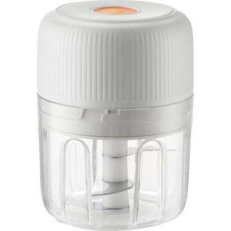 Mini Hachoir Électrique 250ml, USB, Portable, Pour Ail, Oignon et Légumes, Blanc (1/5)