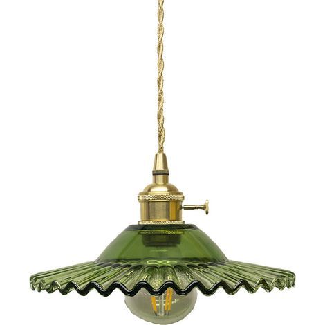 Suspension industrielle vintage en verre E27, plafonnier rétro, luminaire industriel en verre, suspensions, plafonniers (vert) (1/5)
