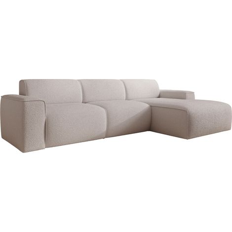 Selsey Bouvi – Ecksofa, Ottomane rechts, hellbeige, Bouclé