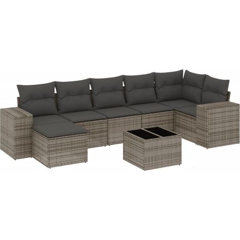 Maison Exclusive - 8-tlg. Garten-Sofagarnitur mit Kissen Grau Pol