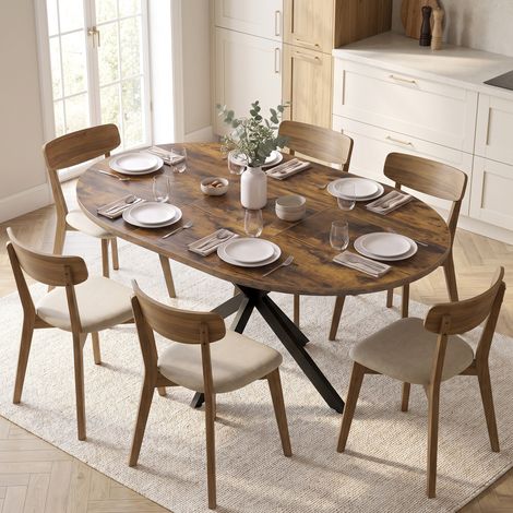 Table de salle à manger extensible pour 4 à 6 personnes, table de cuisine de style industriel avec pieds en forme d'araignée, marron rustique (1/5)