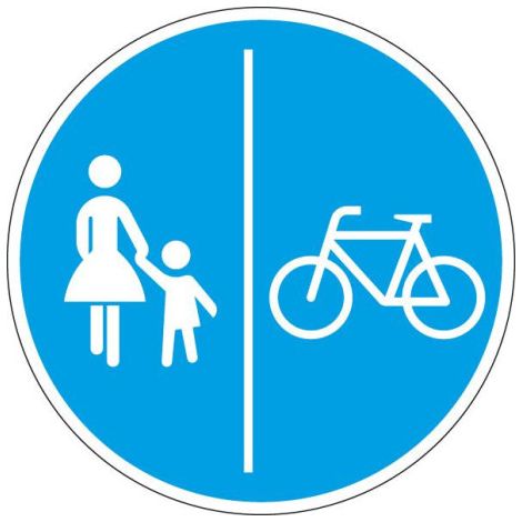 Panneau VKZ.241-31 Rond 600mm Piste cyclable et piétonne séparée Label RAL Feuille RA1 (1/2)