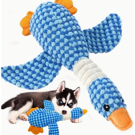 Juguete sostenible con forma de ganso para perros, apto para todas las razas - Azul (1/5)