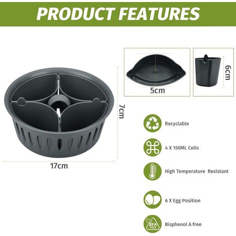 Cuociuova 2 in 1, compatibile con Thermomix TM5 TM6 TM31, Cuociuova Thermomix - Fino a 4 uova in camicia e 6 uova sode, muffin (1/4)