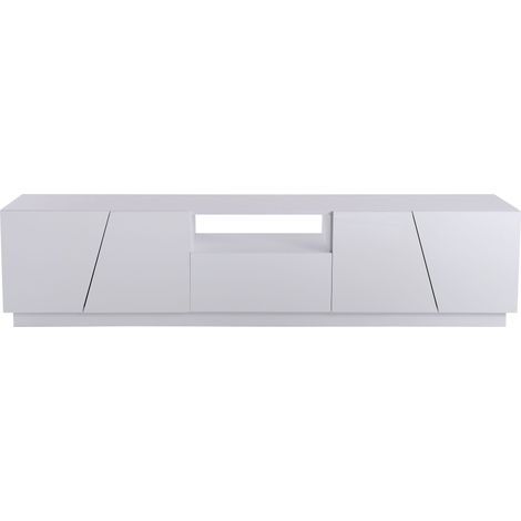 Mueble TV blanco 170x37x42cm con 1 cajón 4 puertas, MDF, estilo moderno, diseño sencillo, mueble de salón (1/5)