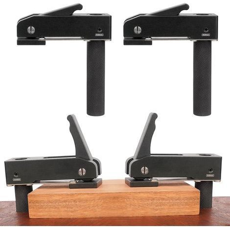 Tornillo de banco de mesa de 2 piezas para madera, con orificio para topes, de acción rápida, plantilla para carpintería, marco ajustable, abrazadera rápida (20 mm). (1/5)