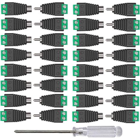 Paires RCA Mâle Femelle Connecteur, RCA Fiche Mâle et Prise Femelle Connecteur Kit, à AV Vis Bornier Connecteur, RCA Audio Video Connecteur Adaptateur (Vert) (1/4)