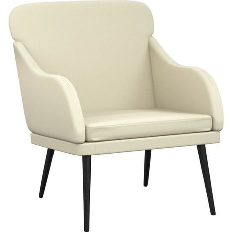 Fauteuil beige, dimensions 63x76x80 cm, en similicuir. (1/5)