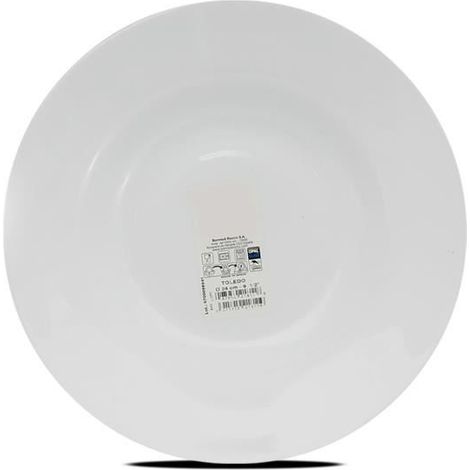 Service de 36 assiettes creuses - JUANIO - 24 cm - Verre opale - Compatible micro-ondes & lave-vaisselle - Blanc (1/4)