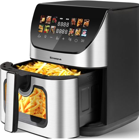 Friggitrice ad aria XXL 8,5 L con oblò, touch colorato, 12 programmi, nera OKMYHOME (1/5)
