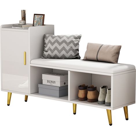 Scarpiera con panca bianco lucido HOMVRA 120 x 40 x 71,5 cm (1/5)