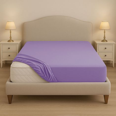 Lenzuolo sotto su misura in cotone 100% – Con angoli elastici per letti fuori misura – Made in Italy Lilla (1/5)