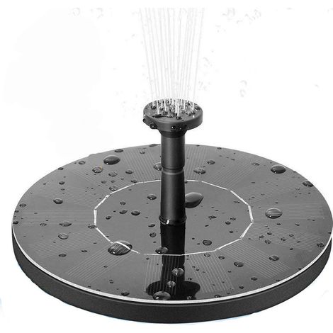 Fontaine solaire 16 cm, pompe à eau, fontaine solaire d'extérieur ronde classique, fontaine flottante pour jardin ou bain.