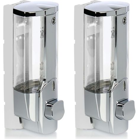 Distributeur de savon mural 2X rechargeable – Capacité 380 ml – Dimensions 19x8,5x7,5 cm – Pour gel douche et shampoing (1/5)