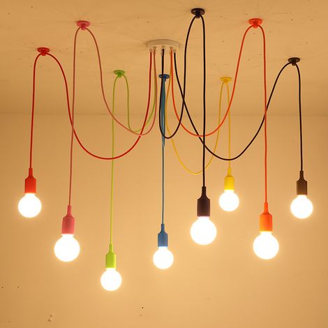 Suspension 8 Bras Lustre Araignée Colorés DIY Suspension Luminaire réglable Eclairage de Plafond pour Chambres d'enfants Salon，Ampoule non incluse (1/5)