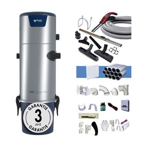 Atepac – Aspiration centralisée AERTECNICA TS4 jusqu’à 700 m² – Flexible 9m avec variateur – 8 accessoires – Débit d’air 238 m3/h – Dépression 320 mbar (1/5)